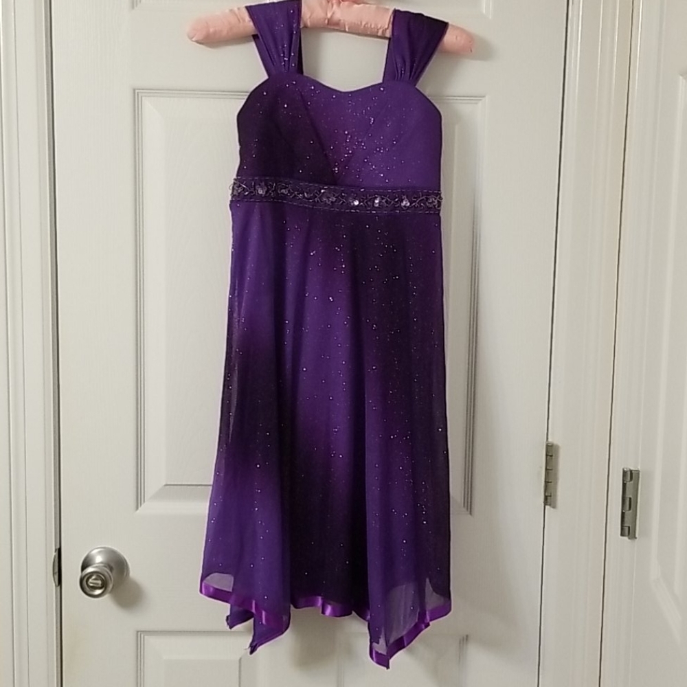 Girls purple sparkly dress sz 12